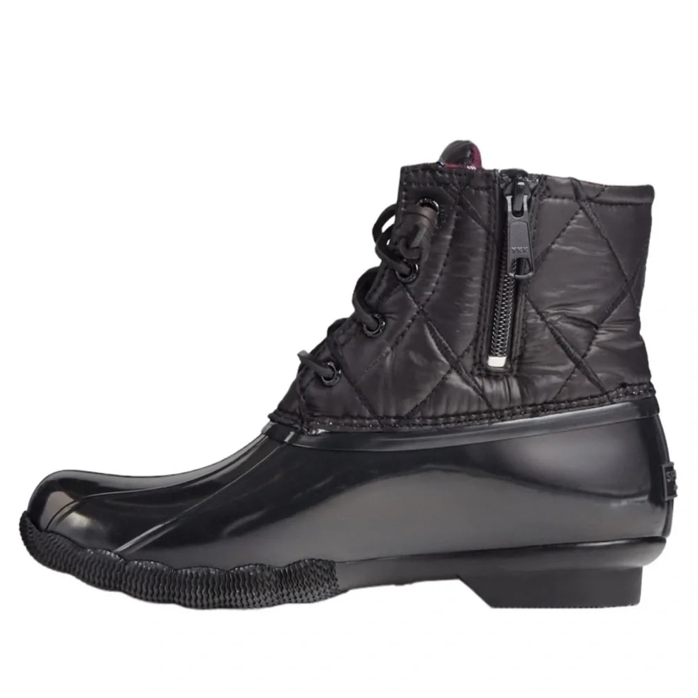 Sperry Women's Quilted Black Rain Boots